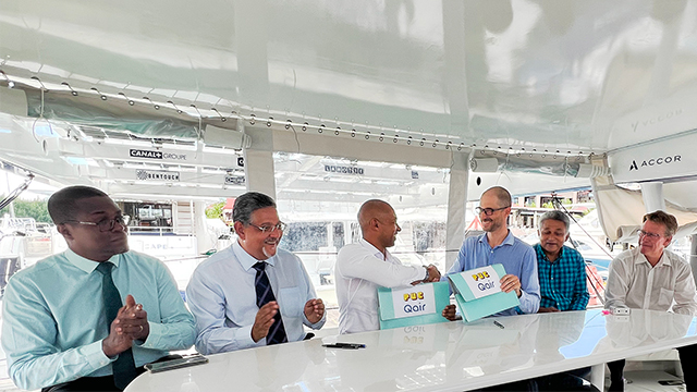 Photo of the signature of seychelles' first floating solar ppa